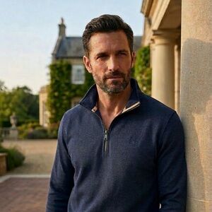 Men's Quarter-Zip Burberry Brit Pullover Sweater blue- xxl NWT ✨